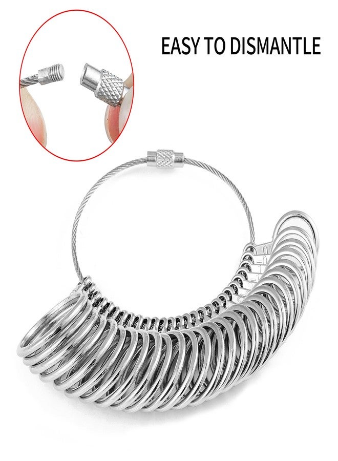 Bflaae Ring Sizer Measuring Tool Kit, Plastic Ring Mandrel, Reusable Finger Size Tape 1-17 USA Rings Size, 27 PCS Stainless Steel Measuring Ring Tool, US Ring Size 0-13 with Half Size - Image 5